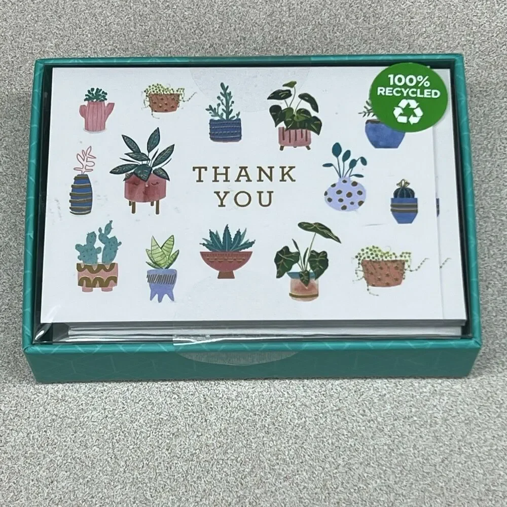 Clementine Potted Plants Thank You Cards Set of 16 Cards & Envelopes Recycled